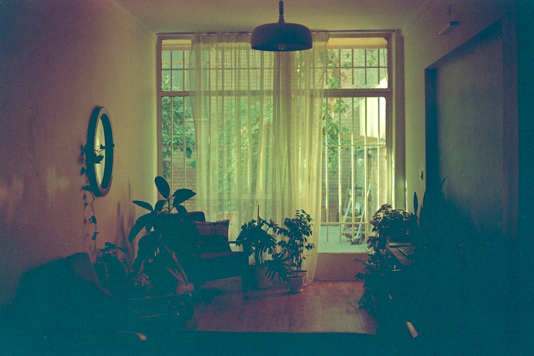 A room with a table and a bike in it